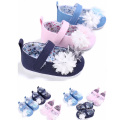 Bebê Pré-Walker Flor Appliqued Vestido Sólido Branco Mary Jane Infantil Sapatos coloridos